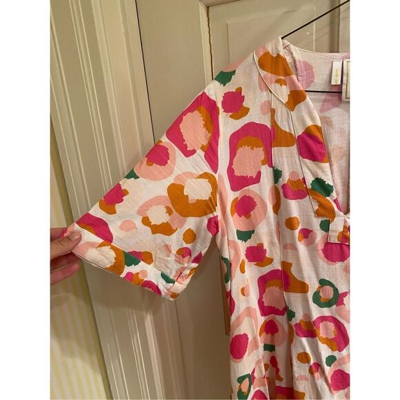 Emily McCarthy Savannah Caftan Dress in Spring Mix Spot Cheetah XS - Picture 3 of 7